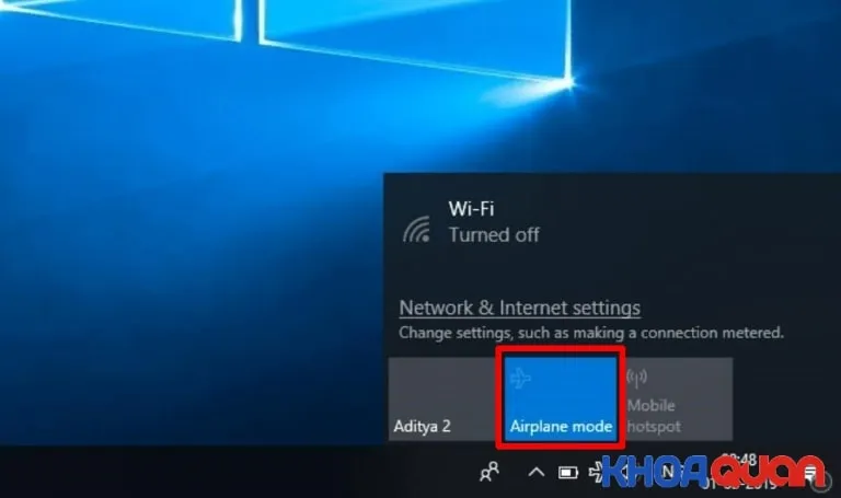 Kiểm tra chế độ máy bay trên Windows 10 để khắc phục máy tính Dell mất mạng
