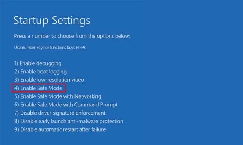 Truy cập chế độ Safe Mode