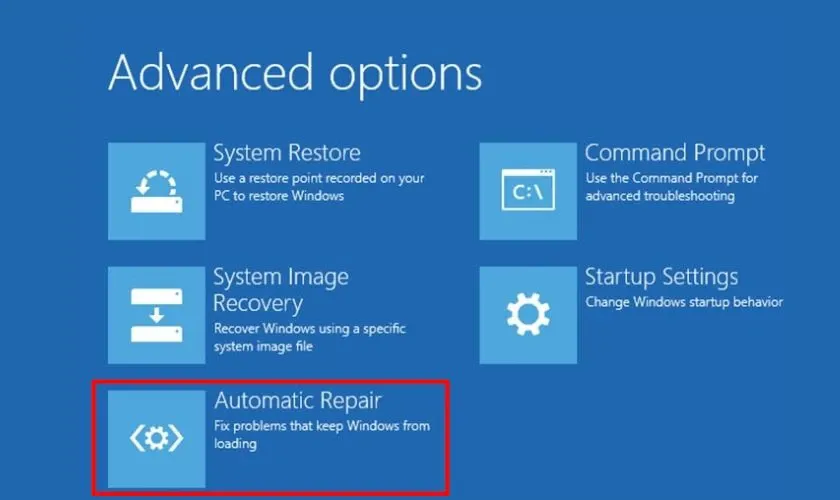 Dùng Automatic Repair để sửa lỗi laptop bị treo màn hình chờ