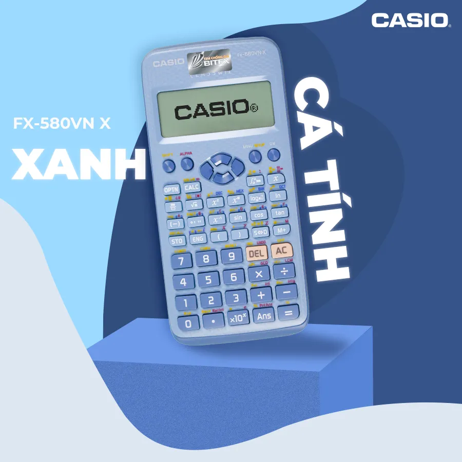 Máy tính Casio 580 màu xanh