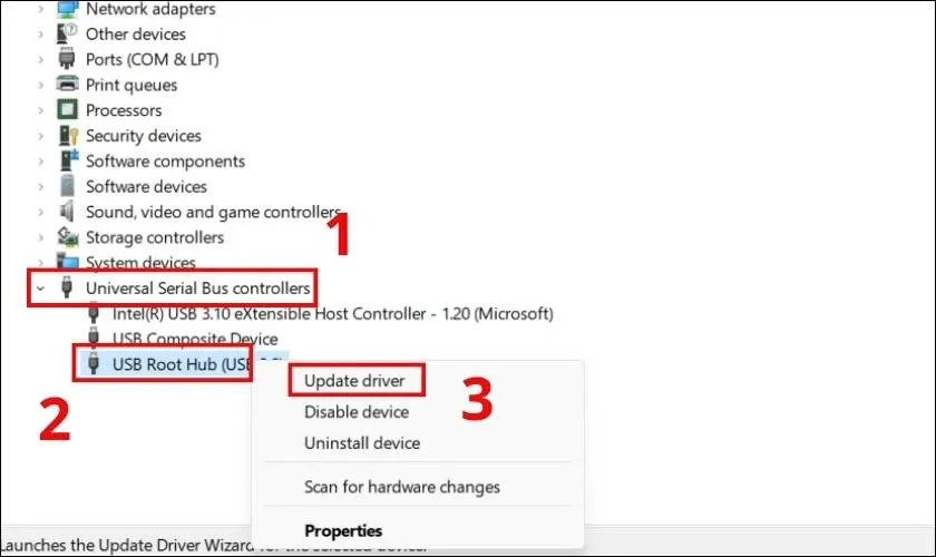 Cập nhật USB controller driver