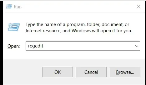 Khởi chạy công cụ Registry Editor thông qua hộp thoại lệnh Run