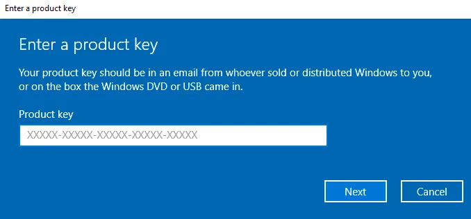 Nhập mã khóa sản phẩm gồm 25 ký tự để kích hoạt bản quyền Windows 10