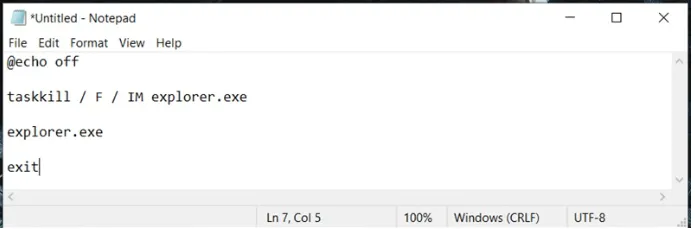 Dán đoạn mã script thực thi lệnh vào cửa sổ soạn thảo Notepad