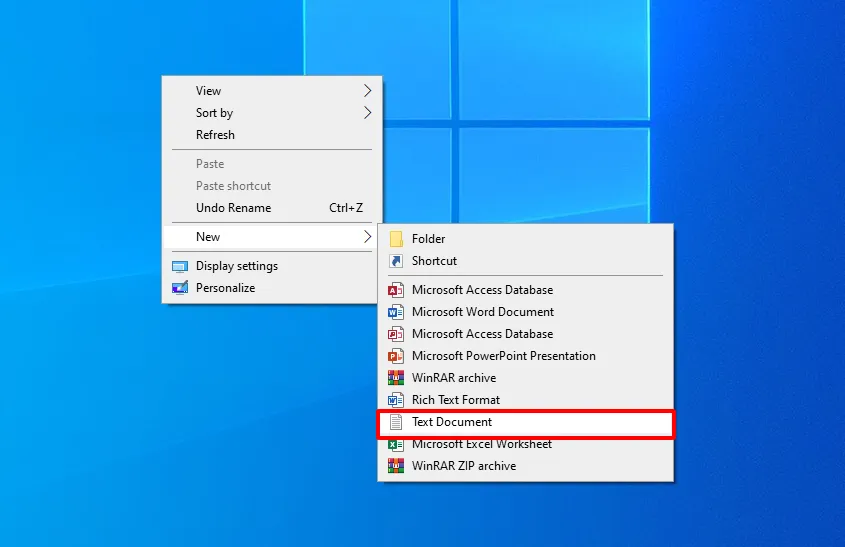 Tạo mới một tệp tin văn bản Notepad ngay trên màn hình nền