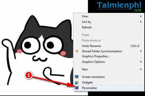 Menu chuột phải để truy cập tính năng Personalize trên máy tính