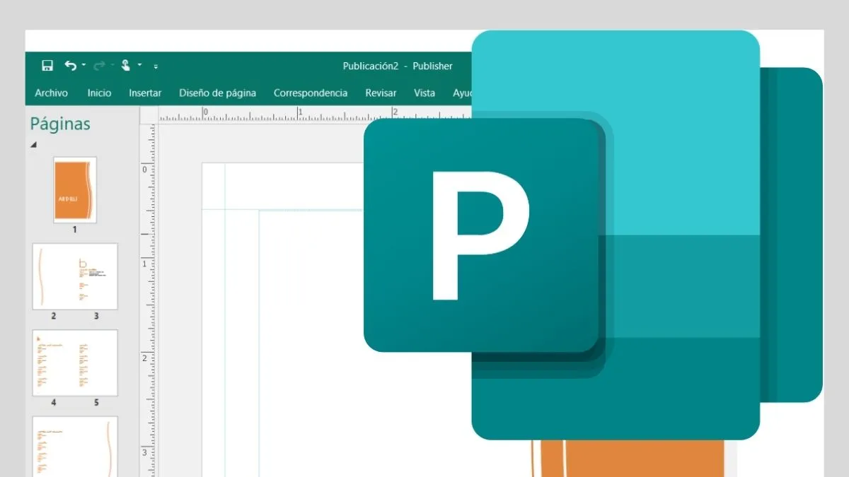 Giao diện Microsoft Publisher với các công cụ thiết kế