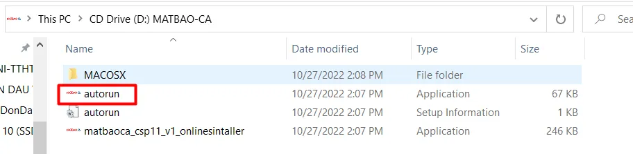 Giao diện cài đặt driver USB Token với nút Install