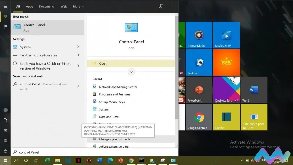 Mở bảng điều khiển Control Panel để cấu hình mạng