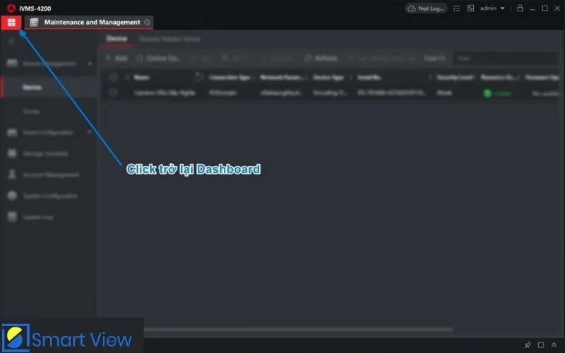 Mở bảng điều khiển xem trực tiếp camera trên PC