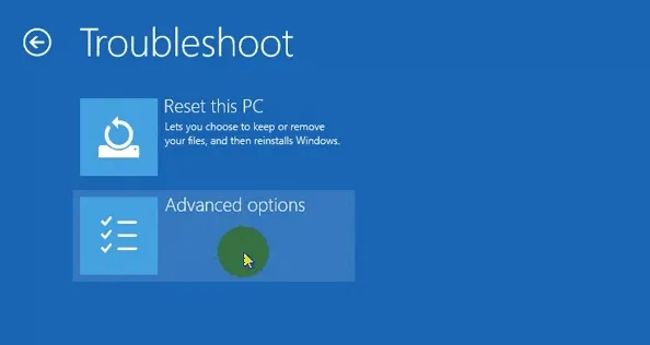 Mở các tùy chọn nâng cao Advanced options
