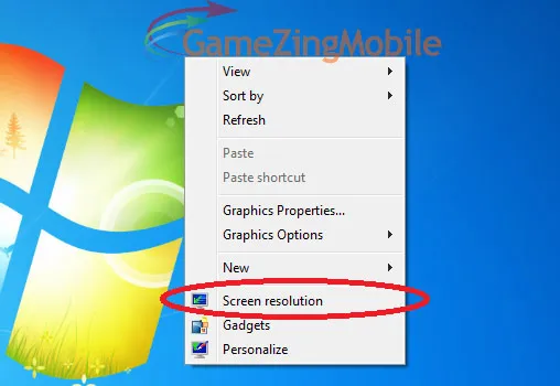 Mở cài đặt Screen Resolution để bắt đầu quy trình chỉnh full màn hình aoe win 7