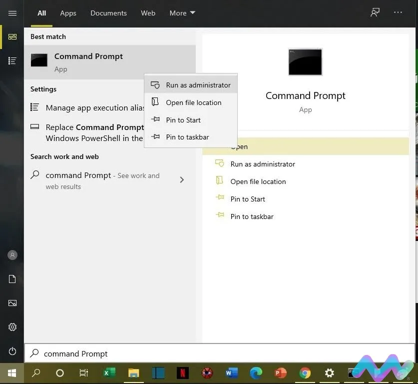 Mở Command Prompt với quyền quản trị viên Run as Administrator