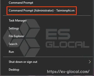 Mở công cụ Command Prompt với quyền quản trị viên để thực thi các lệnh hệ thống