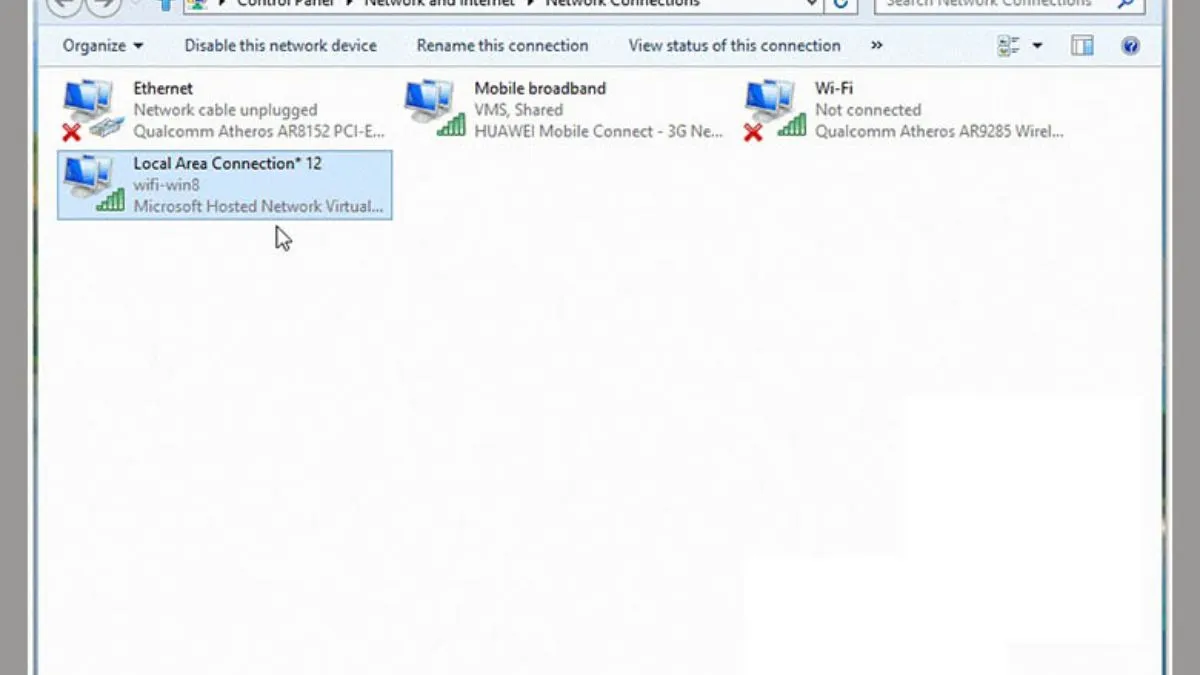 Mở danh sách các card mạng để tiến hành bước cấu hình cuối cùng