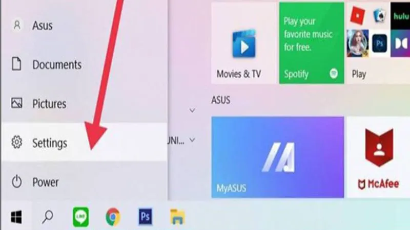 Mở menu Settings trên Windows 10 để bắt đầu quá trình thiết lập kết nối loa