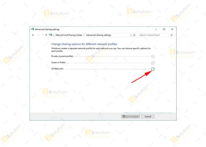 Mở rộng mục All Networks để cấu hình thêm tùy chọn