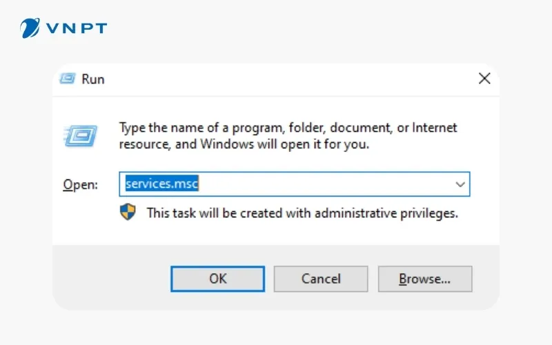 Mô tả thao tác mở cửa sổ Services trên hệ điều hành Windows