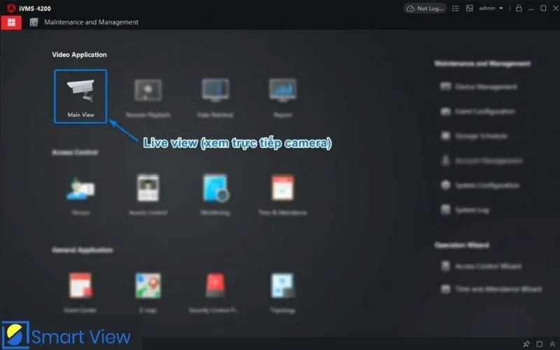 Mở tính năng Main View để quan sát hình ảnh