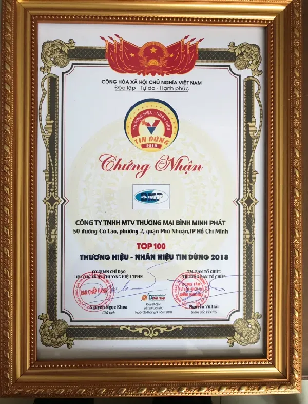 Chứng nhận thương hiệu tìn nhiệm cho đơn vị cung cấp phụ kiện laptop Bình Thạnh