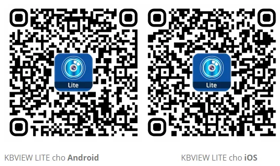 Giao diện khởi động phần mềm KBView Lite trên điện thoại