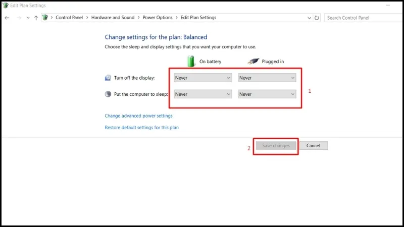 Tắt sleep tự động