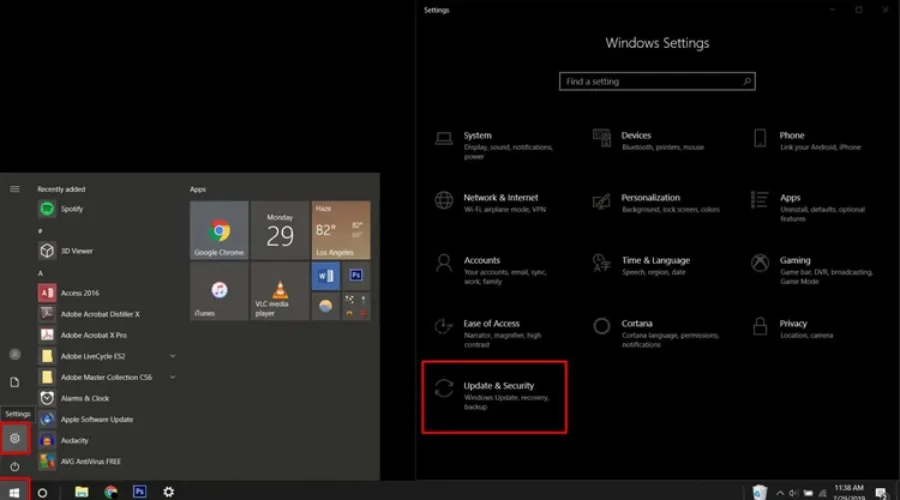 Nhấn chọn nút Windows + I để mở nhanh menu Settings trên hệ điều hành Windows 10