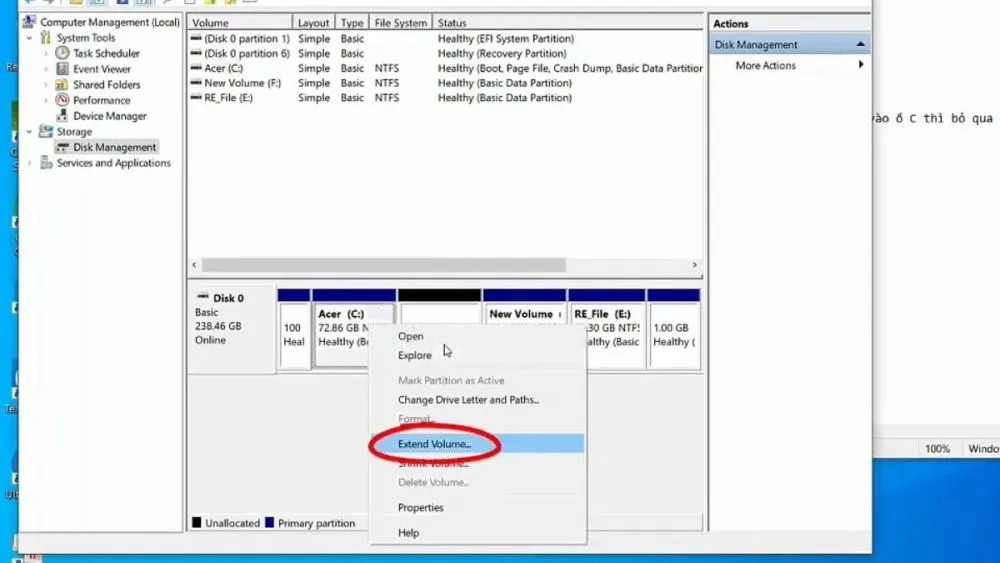 Nhấn Finish để hoàn thành việc gộp dung lượng vào ổ C