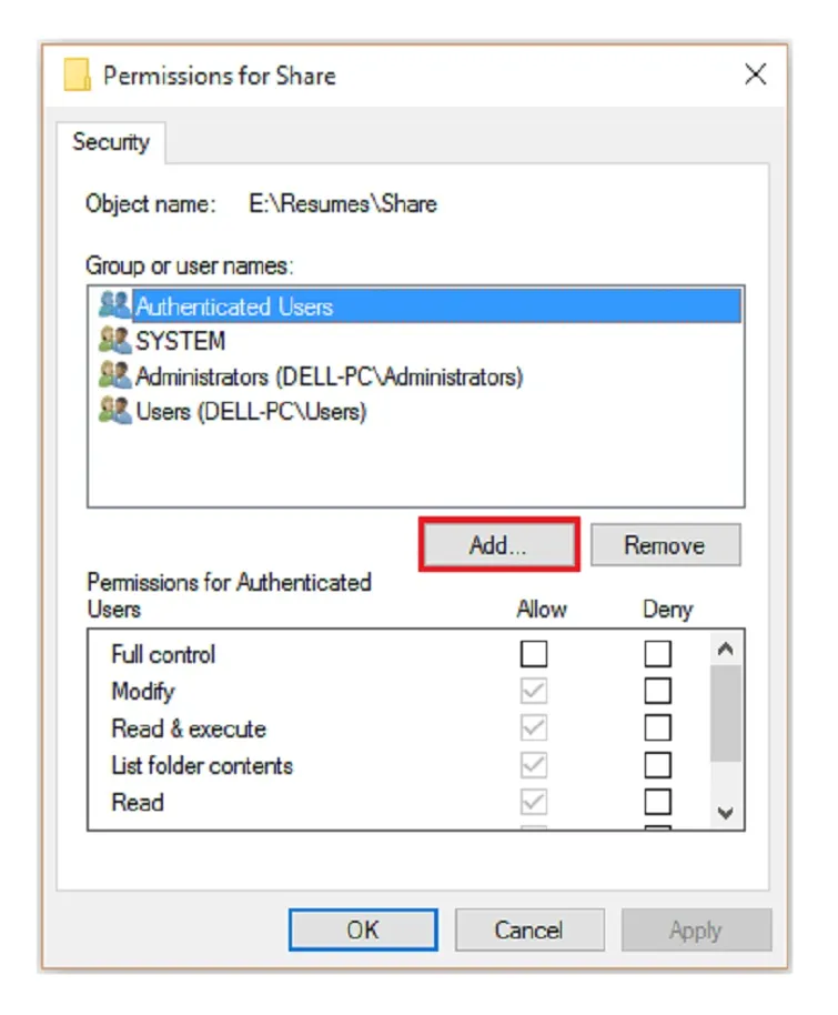 Nhấn nút Add để bổ sung thêm người dùng mới vào hệ thống