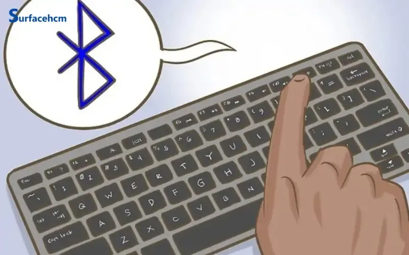 Nhấn nút Bluetooth trên bàn phím để kích hoạt chế độ ghép nối
