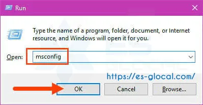 Nhập lệnh msconfig để mở bảng điều khiển cấu hình hệ thống trên Windows 10