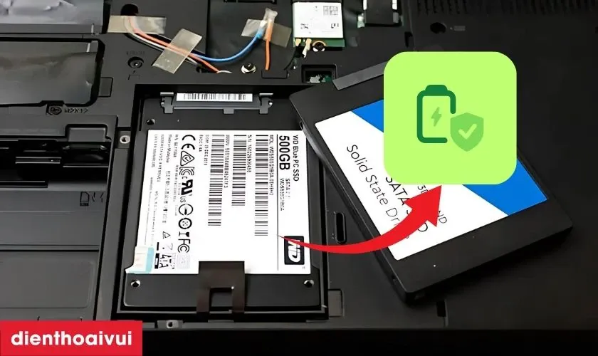 Hiệu quả tiết kiệm pin khi sử dụng SSD.