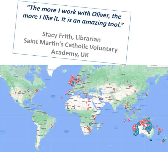 Giao diện phần mềm quản lý thư viện Oliver v5 trên đa nền tảng thiết bị năm 2026