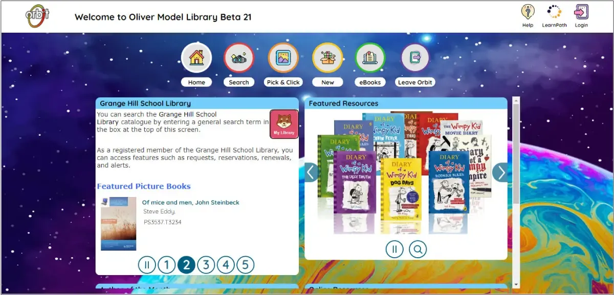 Tính năng tìm kiếm và mượn trả sách trên giao diện Oliver hiện đại