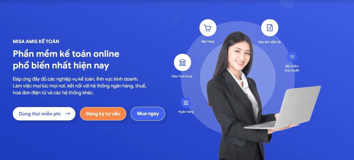 Giao diện phần mềm kế toán MISA