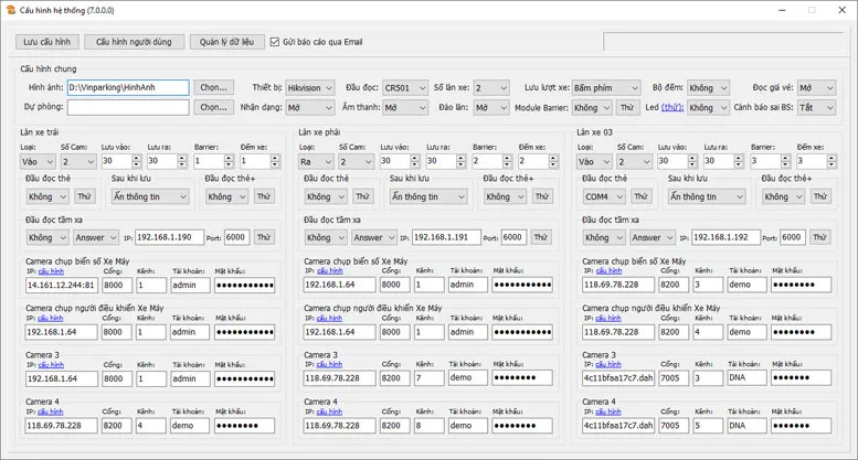 Giao diện cấu hình kết nối các thiết bị