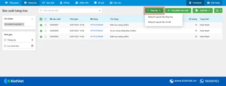 Quản lý định mức nguyên vật liệu đầu vào chi tiết