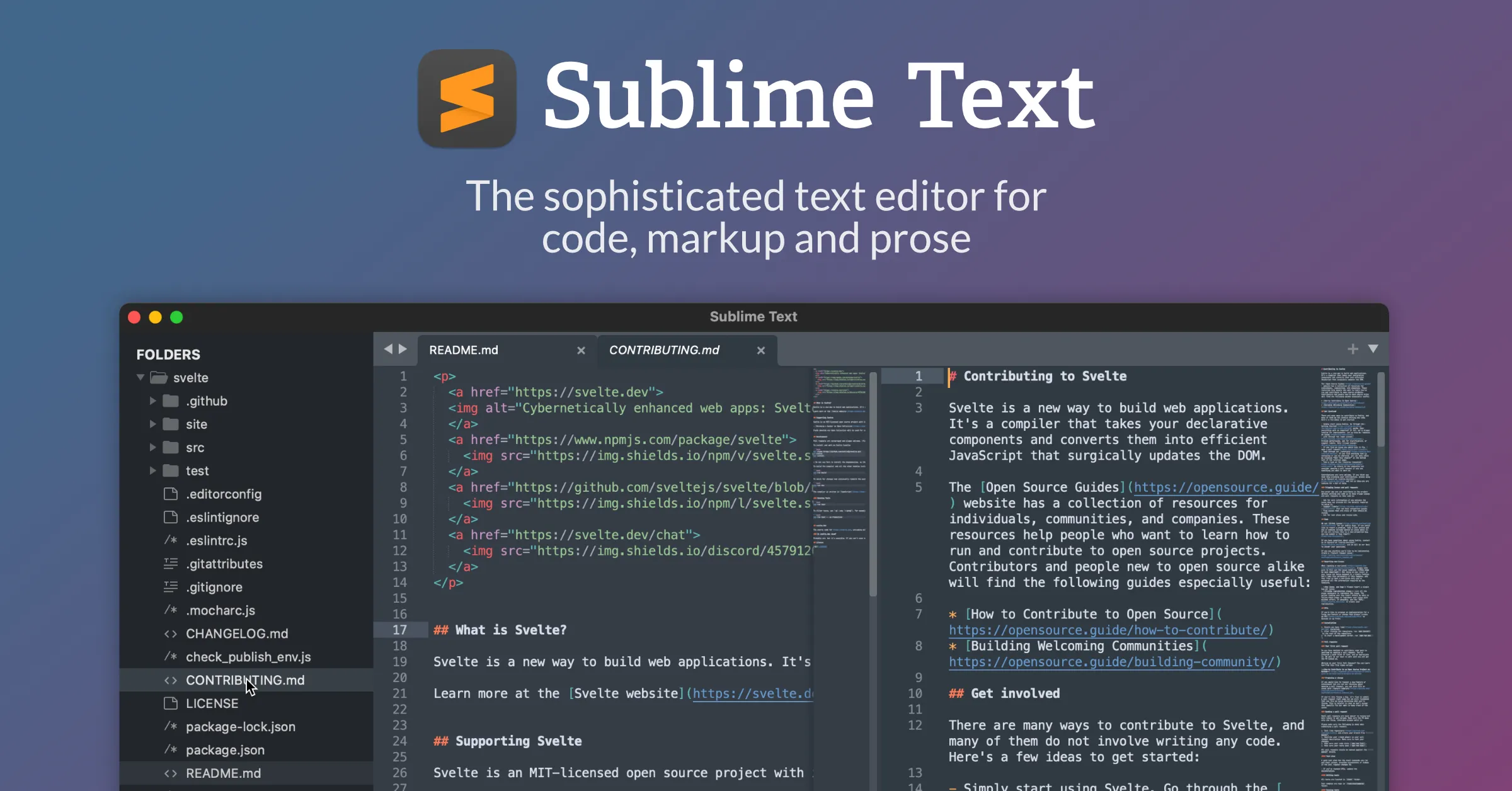 Sublime Text hiển thị code HTML với syntax highlighting