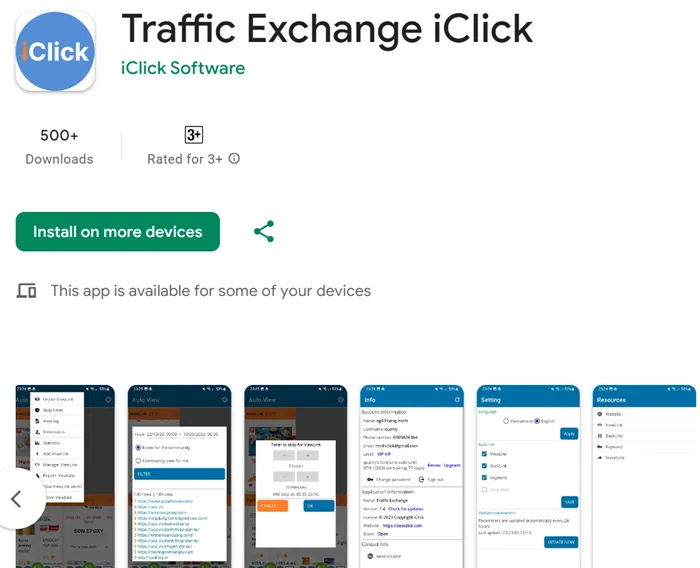 Ứng dụng iClick hỗ trợ tăng traffic ngay trên điện thoại di động