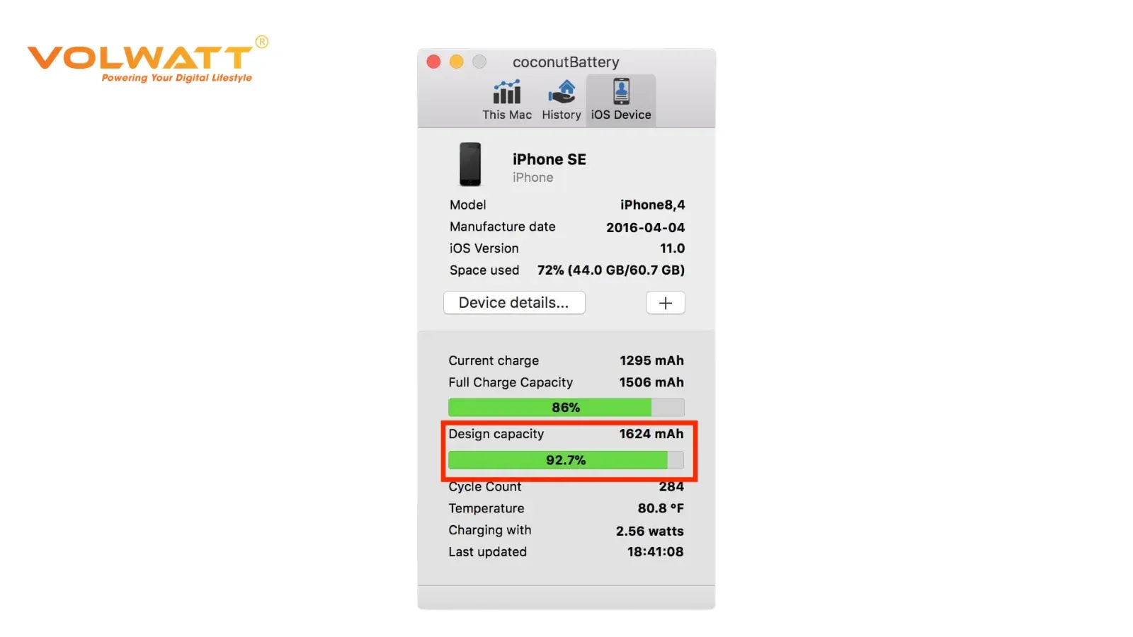 Kiểm tra pin iPhone bằng CoconutBattery trên Mac