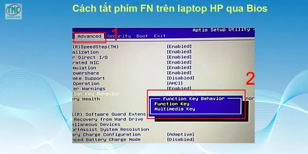 Cài đặt Action Keys Mode trong BIOS