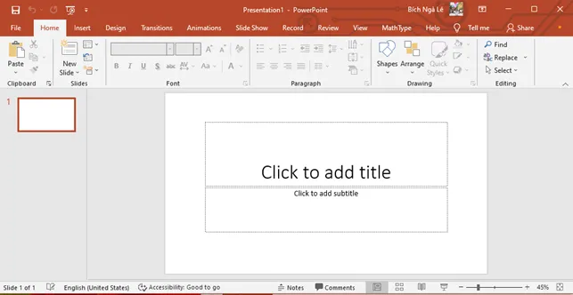 Giao diện làm việc của PowerPoint