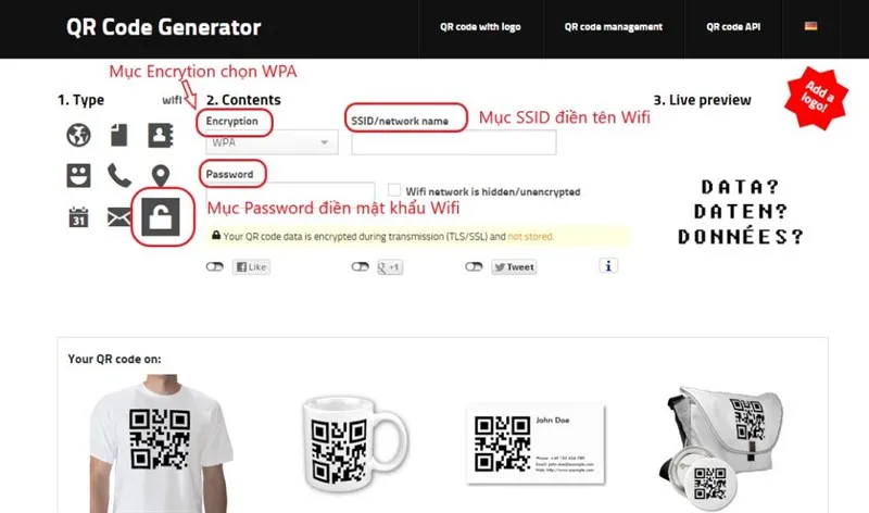 Chọn biểu tượng ổ khóa và điền thông tin WiFi