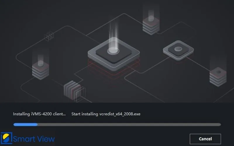 Quá trình cài đặt iVMS-4200 đang diễn ra trên máy tính