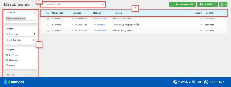 Kiểm soát số lượng thành phẩm đầu ra sau khi sản xuất