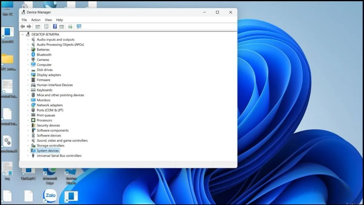 Vào Device Manager > chọn System devices