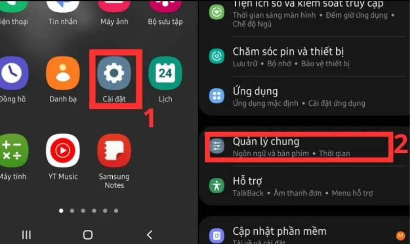 Truy cập General management Android