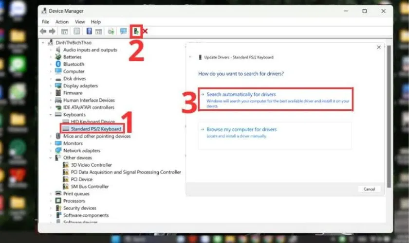 Cập nhật driver bàn phím