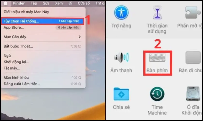 Truy cập cài đặt bàn phím macOS