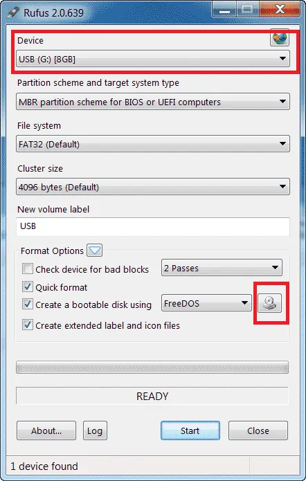 Giao diện phần mềm Rufus hỗ trợ tạo USB boot